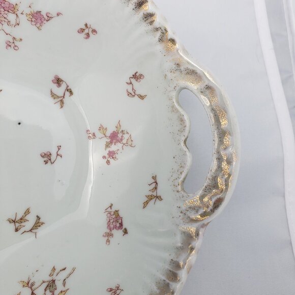 Antique Victoria Austria Pink Floral Gold Large Oval Serving Platter - Picture 5 of 8